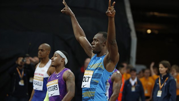 Usain Bolt na mtinku Diamantov ligy v Londn.