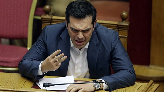 eck premir Alexis Tsipras  v parlamentu.