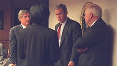 U.S. President George Bush is pictured with U.S. Vice President Dick Cheney and...