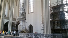 Kostel svatého Jakuba je v rekonstrukci. Restaurátoi ukázali vnitek novinám