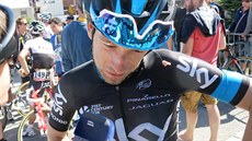 Leopold  König za cílem dvacáté etapy Tour de France pi rozhovoru pro...