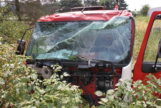 Utrená kabina nákladního automobilu.