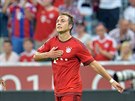 Ofenzivní záloník Mario Götze z Bayernu Mnichov se raduje ze vsteleného gólu.
