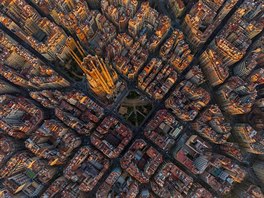 Letecký snímek Barcelony. Hlavní msto panlského Katalánska se slavným...