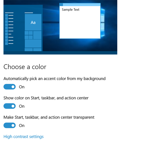 Zmna barevných schémat ve Windows 10 v sestavení 120525.