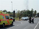 Poár po výbuchu v areálu chemického závodu Unipetrol v Záluí u Litvínova,...