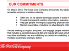 Spolenost Coca-Cola v kvtnu 2013 pedstavila svj postoj a také své závazky...