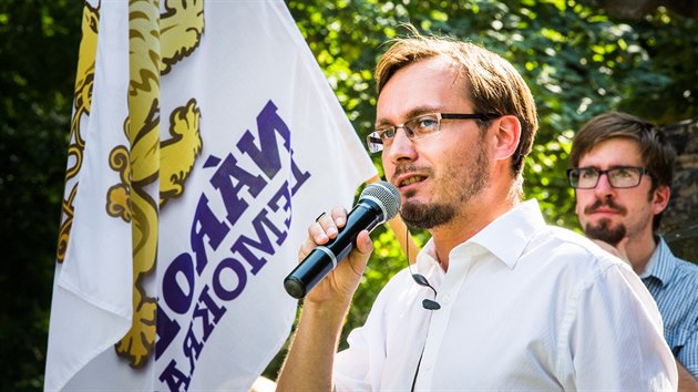 Předseda Národní demokracie Adam B. Bartoš. (15. 8. 2015)