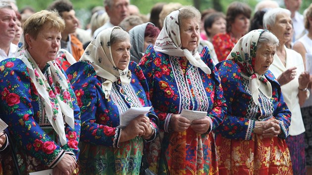 Chodsk slavnosti v Domalicch a tradin pou na vrch Vesel hora mstnmi zvan Vavineek, kde se konala me pod irm nebem. (16. 8. 2015)