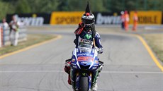 Takhle si triumf na brnnské trati vychutnal Jorge Lorenzo.