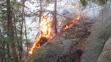 Požár na Křížovém vrchu v Adršpachu (11.8.2015).