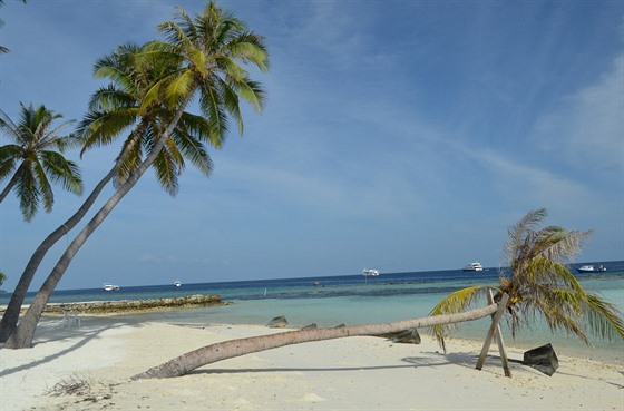 Pláž na ostrově Maafushi, který patří mezi ty turisty navštěvovanější.