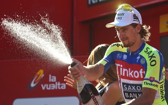 Peter Sagan slaví výhru ve tetí etap Vuelty