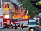 Požár v areálu bývalé ČKD ve Vysočanech (23. srpna 2015).