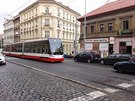 Nová tramvaj ForCity Alfa Nuselské ulici.