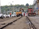 Rekonstrukce tramvajové trati v Revoluní ulici.