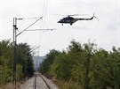 Policejní vrtulník nedaleko ecko-makedonské hranice (20. srpna 2015)