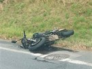 Dopravní nehoda motorky a auta u Beneova. (25.8.2015).