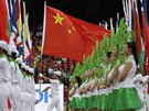 Momentka ze slavnostního zahájení MS atlet v Pekingu.