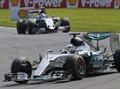 Lewis Hamilton v ele Velké ceny Belgie formule 1.