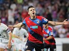 Michal uri slaví gól do sít Olomouce.