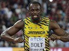 Usain Bolt po triumfu na dvoustovce na MS v Pekingu.