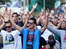 Fanouci Hajduku Split v ulicích Liberce ped zápasem posledního pedkola...