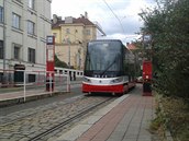 Nová tramvaj ForCity Alfa u pankrácké vozovny.