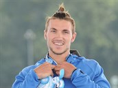 Martin Fuksa po závodu na 1 000 metrů na mistrovství světa v Miláně se...