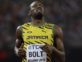 POSTUP. Usain Bolt po rozbhu na 100 metr.