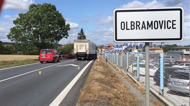 Vážná dopravní nehoda v Olbramovicích na Benešovsku (25.8.2015).
