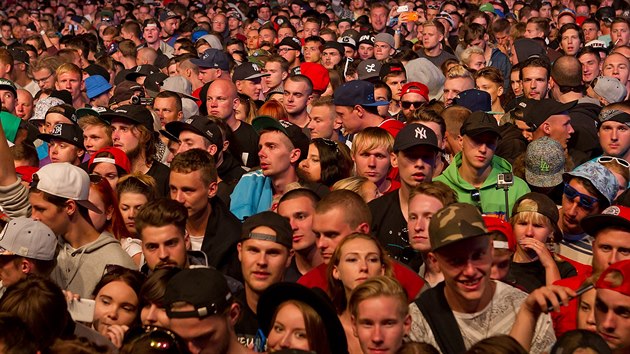 Koncert jednoho z hlavních headlinerů 14. ročníku Hip Hop Kempu v Hradci Králové Yelawolfa (20. 8. 2015).