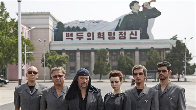 Slovintí Laibach v severokorejském Pchjongjangu (19. srpna 2015)