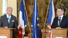 Ministr zahrani�ních v�cí Lubomír Zaorálek a francouzský ministr zahrani�í...