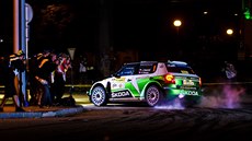 Mstská rychlostní zkouka pi Barum Czech Rally 2014. Na snímku vz Jana...