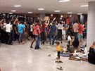 Protesty migrant na budapeském nádraí