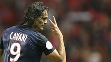 Edinson Cavani z Paris St. Germain oslavuje sv�j gól proti Monaku.