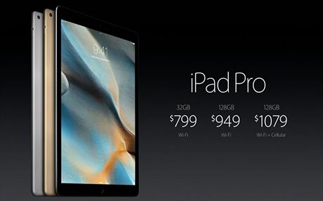 Ceny a barevné varianty iPad Pro.