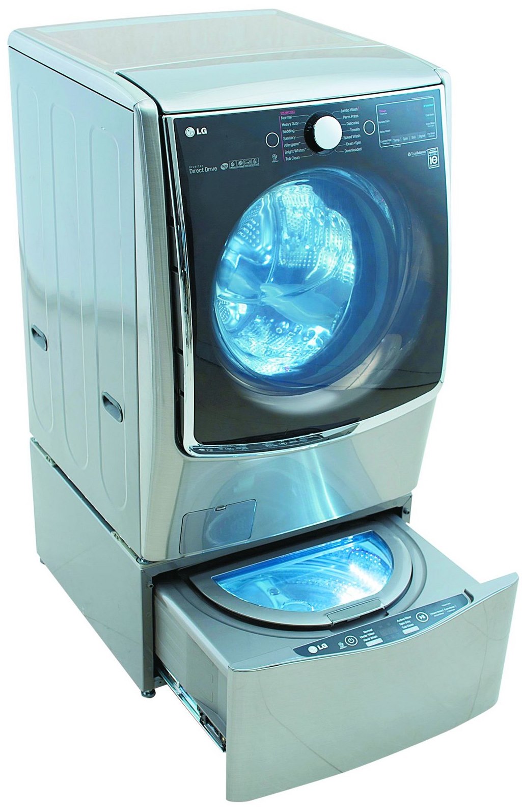 Fotogalerie: Pračka od LG má v soklu umístěný ještě jeden malý buben určený  pro praní malého...