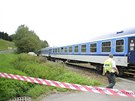 Srka vlaku s nkladnm autem na elezninm pejezdu v Lukch nad Jihlavou