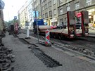 Rekonstrukce tramvajové trati v Blehradské ulici.