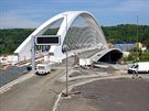 Výstavba tunelového komplexu Blanka - stavenit Trojský most 21. 5. 2014.