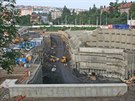 Výstavba tunelového komplexu Blanka - stavenit Myslbekova 12. 8. 2009.