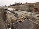 Výstavba tunelového komplexu Blanka - stavenit Myslbekova 22. 2. 2012.