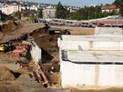 Výstavba tunelového komplexu Blanka - stavenit Myslbekova 15. 5. 2013.