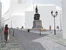 Vítzný návrh na revitalizaci námstí zvauje umístní kopie pomníku marála...