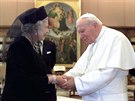 Královna Albta II. a pape Jan Pavel II. (Vatikán, 17. íjna 2000)