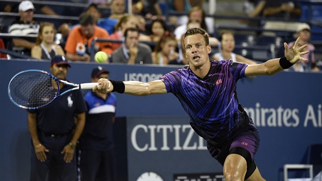 Tom Berdych v osmifinle US Open s Richardem Gasquetem