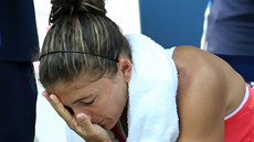 Italskou tenistku Saru Erraniovou postup do 3. kola US Open hodn bolel.