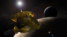 Sonda New Horizons u Pluta v představě ilustrátora NASA